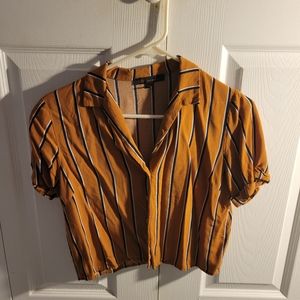 Striped Button Up Crop Top